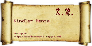 Kindler Menta névjegykártya